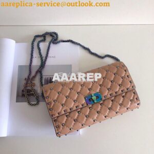 Replica Valentino Garavani Rockstud Spike Iridescent Chain Bag Beige