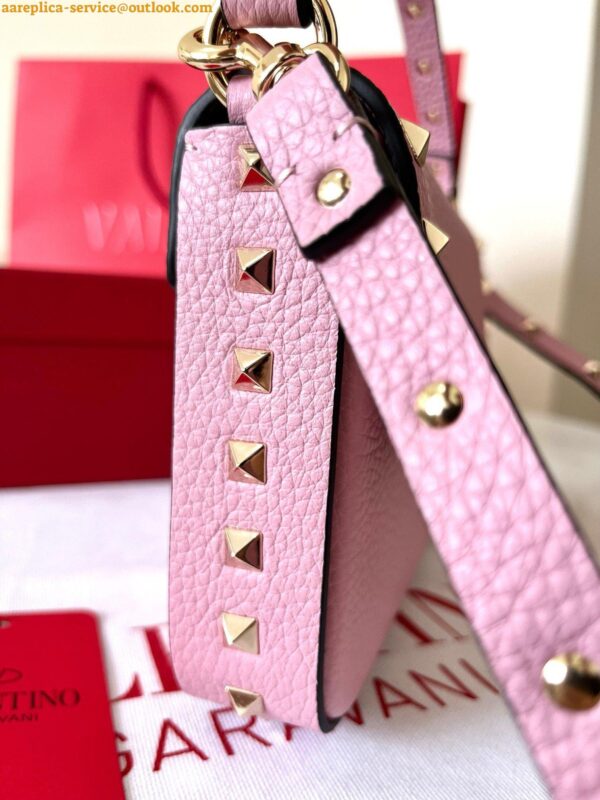 Replica Valentino Rockstud Pouch Bag in Pink Grained Leather 8