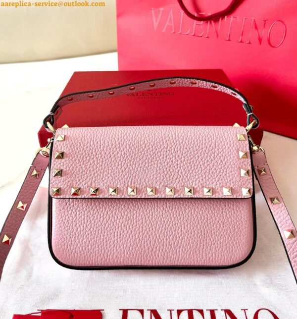 Replica Valentino Rockstud Pouch Bag in Pink Grained Leather 9