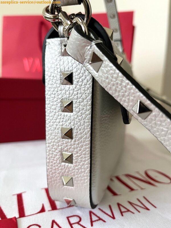 Replica Valentino Rockstud Pouch Bag in White Grained Leather 8