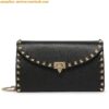 Replica Valentino Rockstud Wallet with Chain in White Grained Leather 2