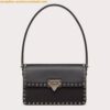 Replica Valentino Rockstud Mini Tote In Black Grained Leather