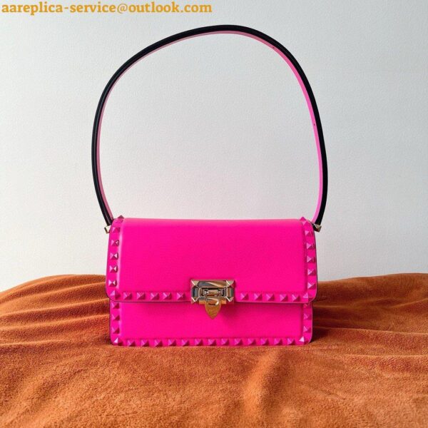 Replica Valentino Rockstud23 Shoulder Bag in Pink Calfskin 5