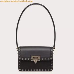 Replica Valentino Rockstud23 Small Shoulder Bag in Black Calfskin