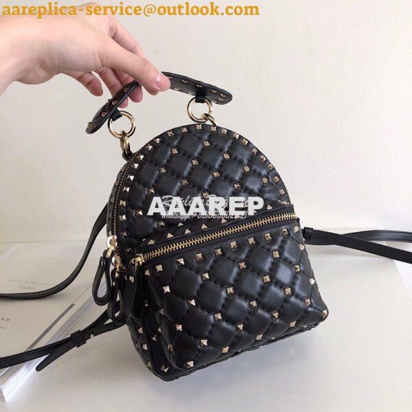 Replica Valentino Garavani Rockstud Spike Mini Leather Backpack Black 3