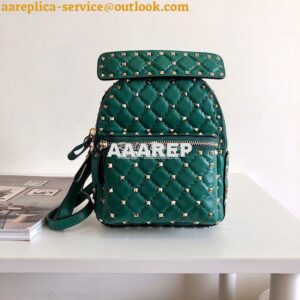 Replica Valentino Garavani Rockstud Spike Mini Leather Backpack Green