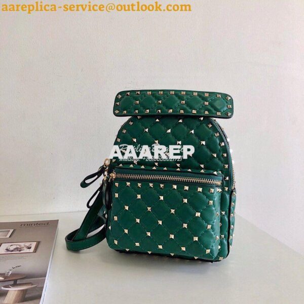 Replica Valentino Garavani Rockstud Spike Mini Leather Backpack Green 2