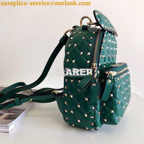 Replica Valentino Garavani Rockstud Spike Mini Leather Backpack Green 3