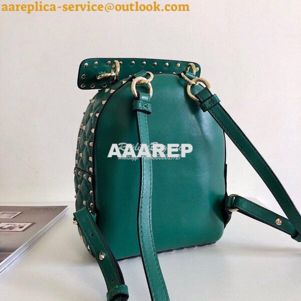 Replica Valentino Garavani Rockstud Spike Mini Leather Backpack Green 5