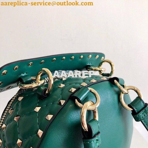 Replica Valentino Garavani Rockstud Spike Mini Leather Backpack Green 6