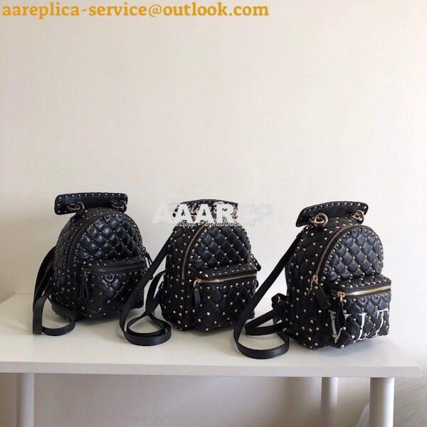 Replica Valentino Garavani Rockstud Spike Mini Leather Backpack Black 9