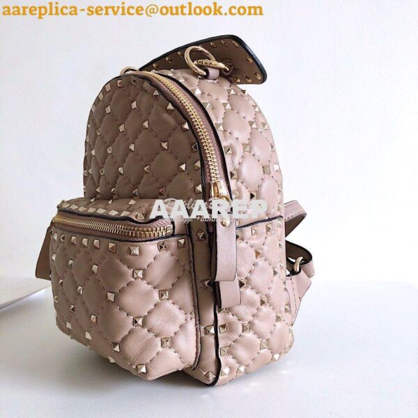 Replica Valentino Garavani Rockstud Spike Mini Leather Backpack Nude 3