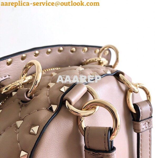 Replica Valentino Garavani Rockstud Spike Mini Leather Backpack Nude 4