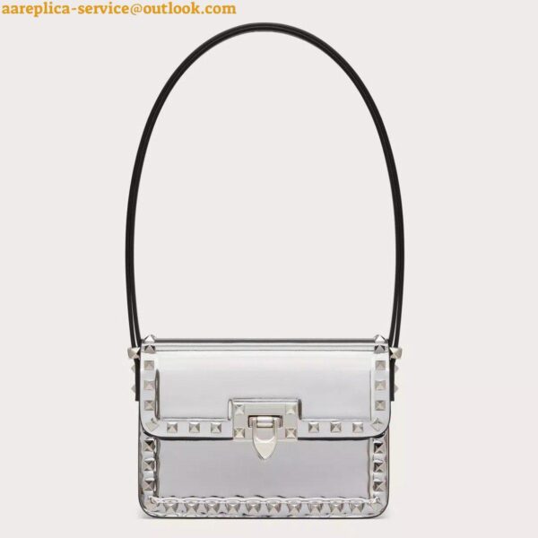 Replica Valentino Rockstud23 Small Shoulder Bag in Silver Calfskin 4