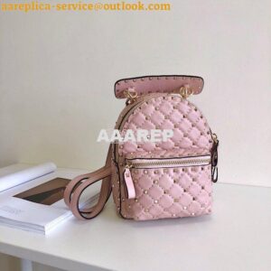 Replica Valentino Garavani Rockstud Spike Mini Leather Backpack Pink 2