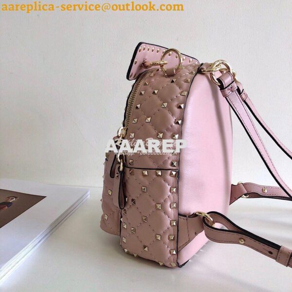 Replica Valentino Garavani Rockstud Spike Mini Leather Backpack Pink 3