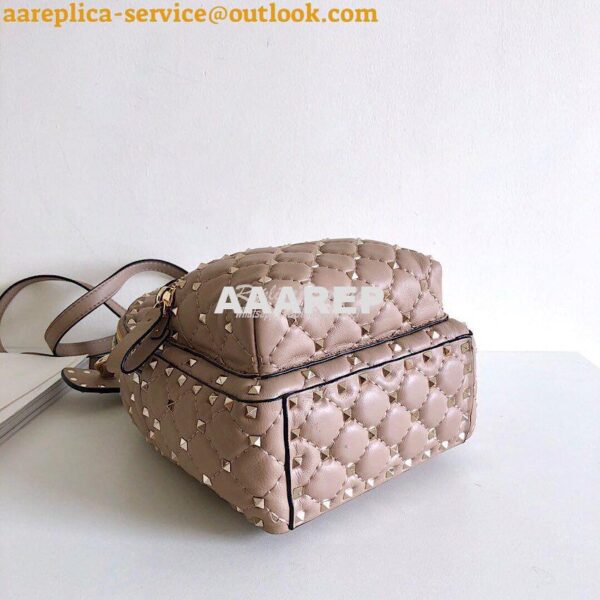 Replica Valentino Garavani Rockstud Spike Mini Leather Backpack Nude 7