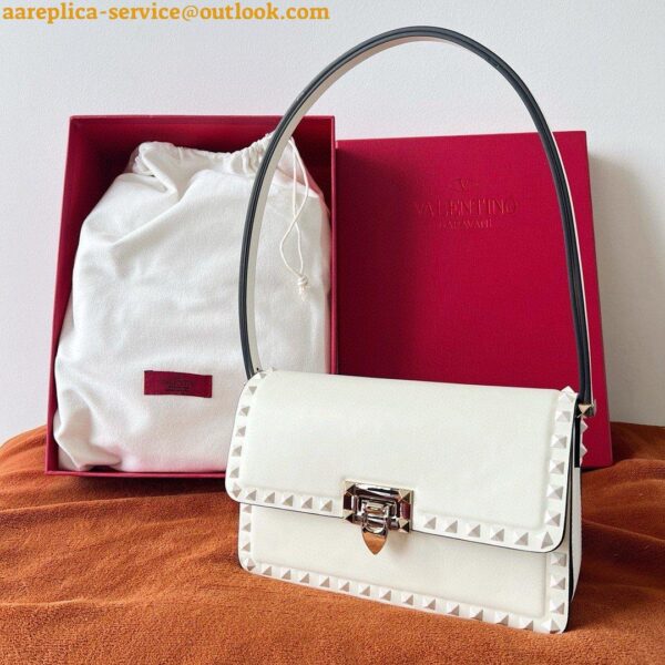 Replica Valentino Rockstud23 Small Shoulder Bag in White Calfskin 5