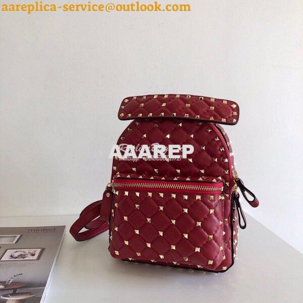 Replica Valentino Garavani Rockstud Spike Mini Leather Backpack Red 3