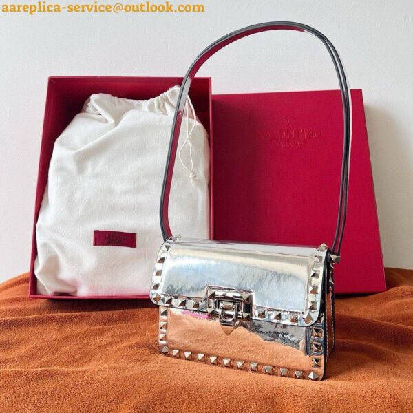 Replica Valentino Rockstud23 Small Shoulder Bag in Silver Calfskin 10