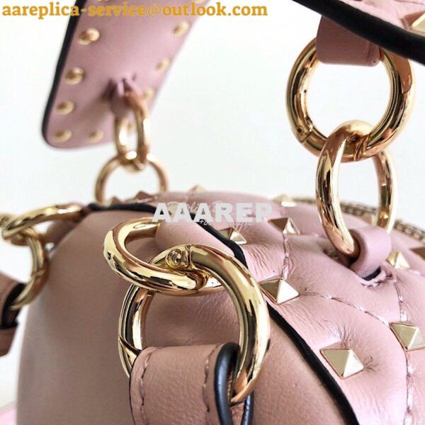 Replica Valentino Garavani Rockstud Spike Mini Leather Backpack Pink 8