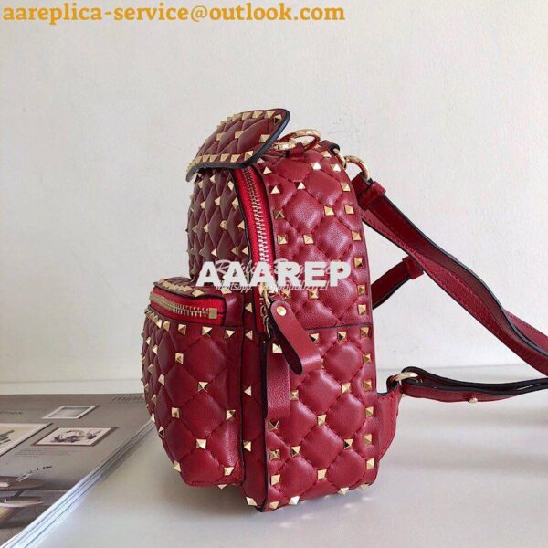 Replica Valentino Garavani Rockstud Spike Mini Leather Backpack Red 4