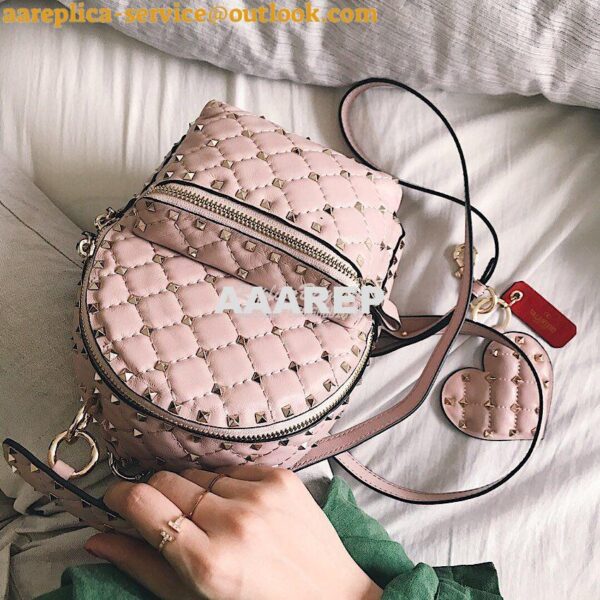 Replica Valentino Garavani Rockstud Spike Mini Leather Backpack Pink 9