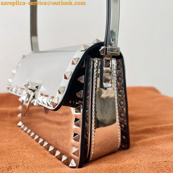 Replica Valentino Rockstud23 Small Shoulder Bag in Silver Calfskin 13