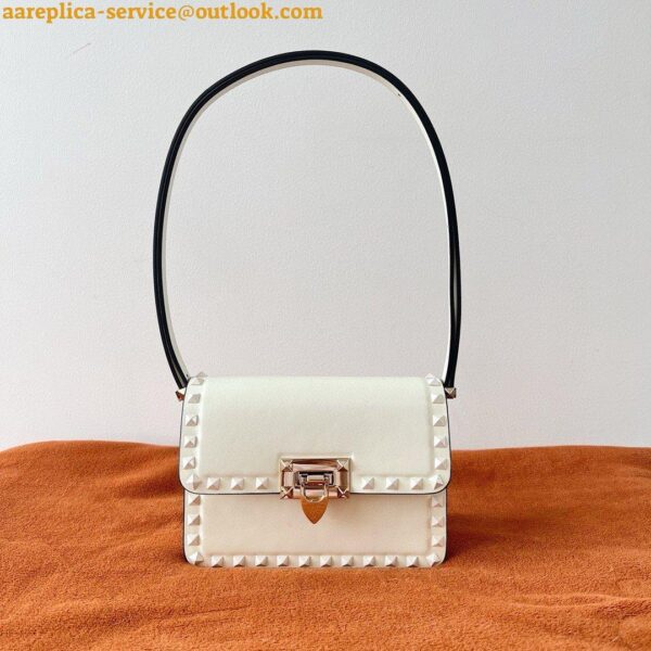 Replica Valentino Rockstud23 Small Shoulder Bag in White Calfskin 14