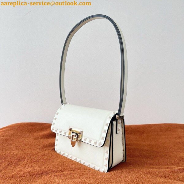 Replica Valentino Rockstud23 Small Shoulder Bag in White Calfskin 15