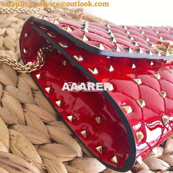 Replica Valentino Garavani Rockstud Spike Patent Leather Bag Red 4