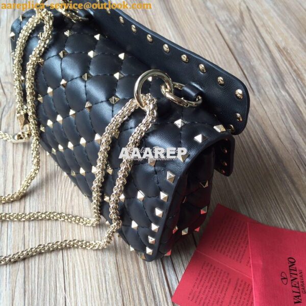 Replica Valentino Garavani Rockstud Spike Quilted Leather Chain bag Bl 7