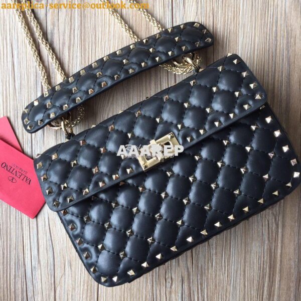 Replica Valentino Garavani Rockstud Spike Quilted Leather Chain bag Bl 9