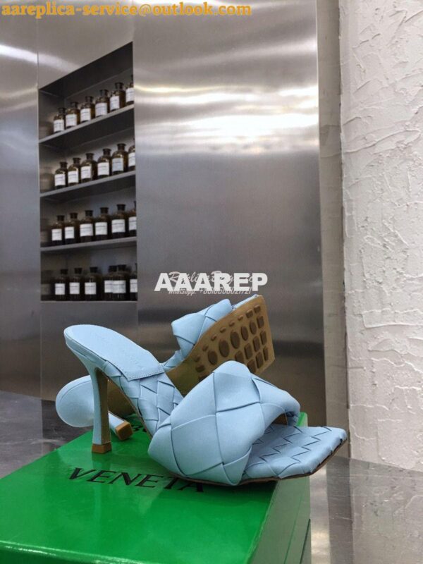 Replica Bottega Veneta BV Lido Sandals Heel 608854 Baby Blue 3