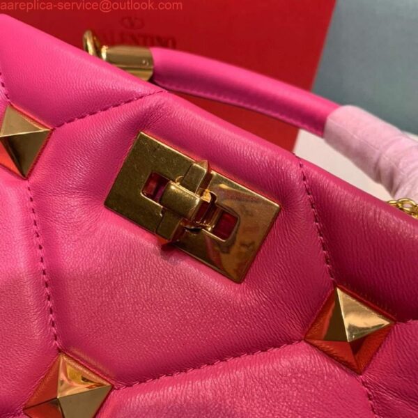 Replica Valentino 0097S Small Roman Stud The Handle Bag In Nappa Plum 4
