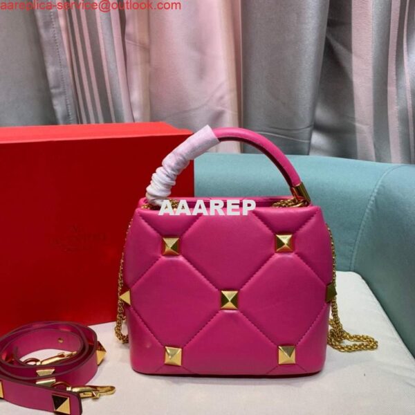Replica Valentino 0097S Small Roman Stud The Handle Bag In Nappa Plum 5
