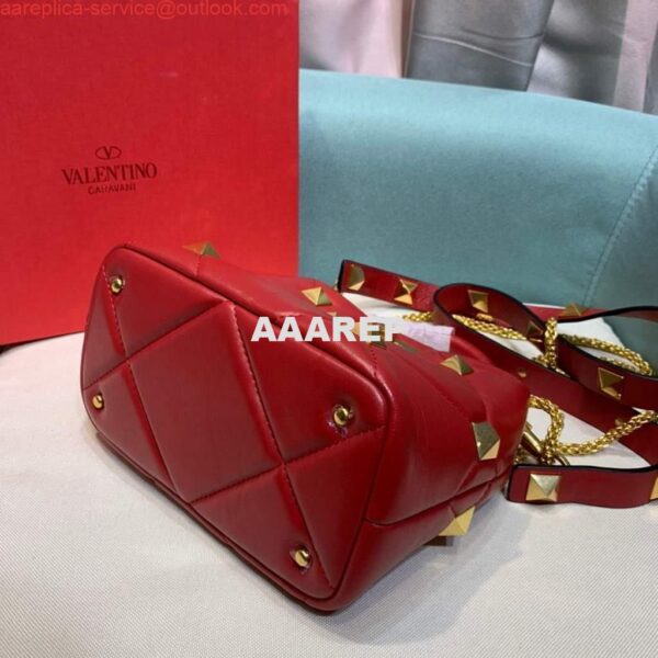 Replica Valentino 0097S Small Roman Stud The Handle Bag In Nappa Red 4