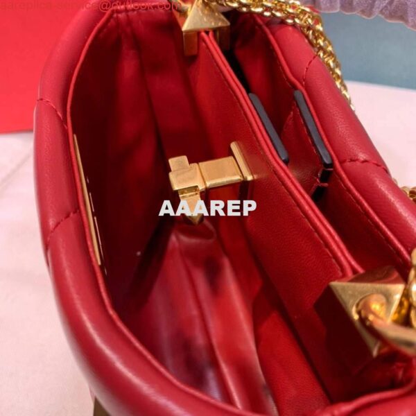 Replica Valentino 0097S Small Roman Stud The Handle Bag In Nappa Red 5