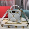 Replica Valentino 0097S Small Roman Stud The Handle Bag In Nappa Yellow 2