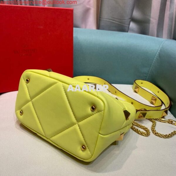 Replica Valentino 0097S Small Roman Stud The Handle Bag In Nappa Yellow 4