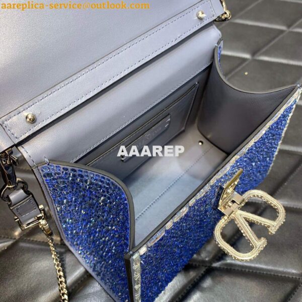 Replica Valentino 1W2B0G97TZA0FO Vsling Mini Handbag With Sparkling Embroidery Blue 7