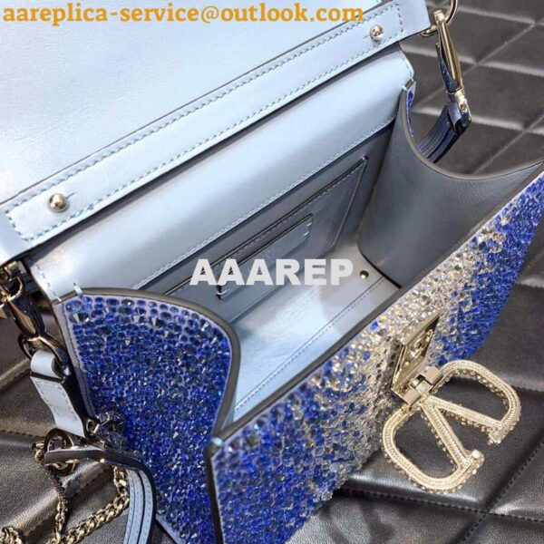 Replica Valentino 1W2B0G97TZA0FO Vsling Mini Handbag With Sparkling Embroidery Gradient blue 8