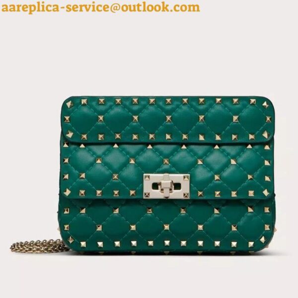Replica Valentino Rockstud Spike Small Bag In Green Nappa Lambskin 4