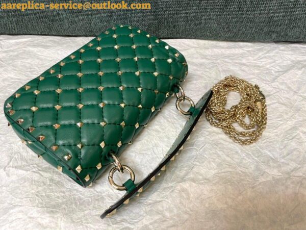 Replica Valentino Rockstud Spike Small Bag In Green Nappa Lambskin 5