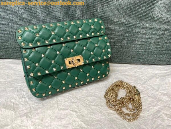 Replica Valentino Rockstud Spike Small Bag In Green Nappa Lambskin 7