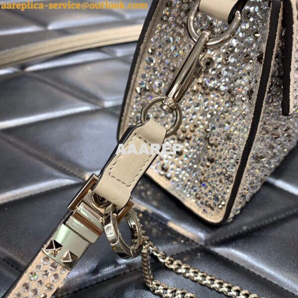 Replica Valentino 1W2B0G97TZA0FO Vsling Mini Handbag With Sparkling Embroidery Pearl Gray 6