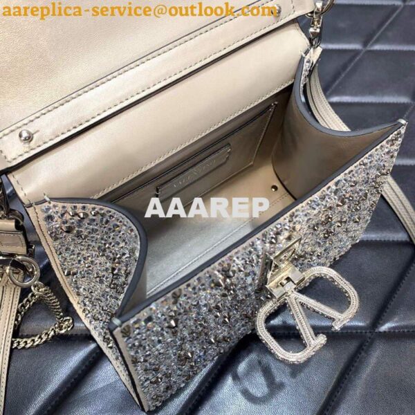 Replica Valentino 1W2B0G97TZA0FO Vsling Mini Handbag With Sparkling Embroidery Pearl Gray 7