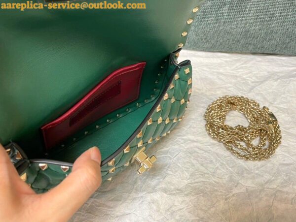 Replica Valentino Rockstud Spike Small Bag In Green Nappa Lambskin 10
