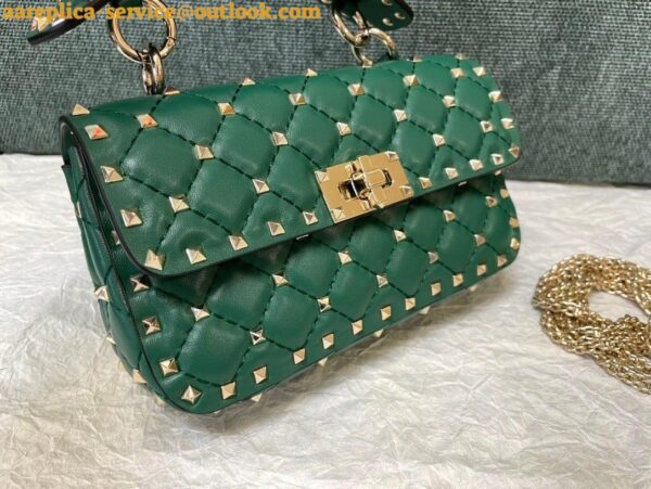 Replica Valentino Rockstud Spike Small Bag In Green Nappa Lambskin 12
