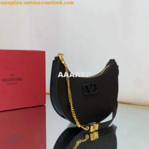 Replica Valentino 1W2P0W19RQR Mini Vlogo Signature Grainy Calfskin Hobo Bag Black 2